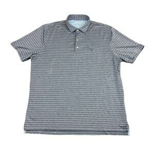 Johnnie-O Size XL Mens Lake Blue Striped Jersey Performance Polo Shirt